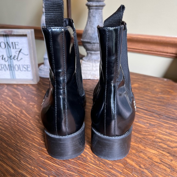 Boemas Vera Gomma Shiny Black Leather Italian Boots - Picture 4 of 7